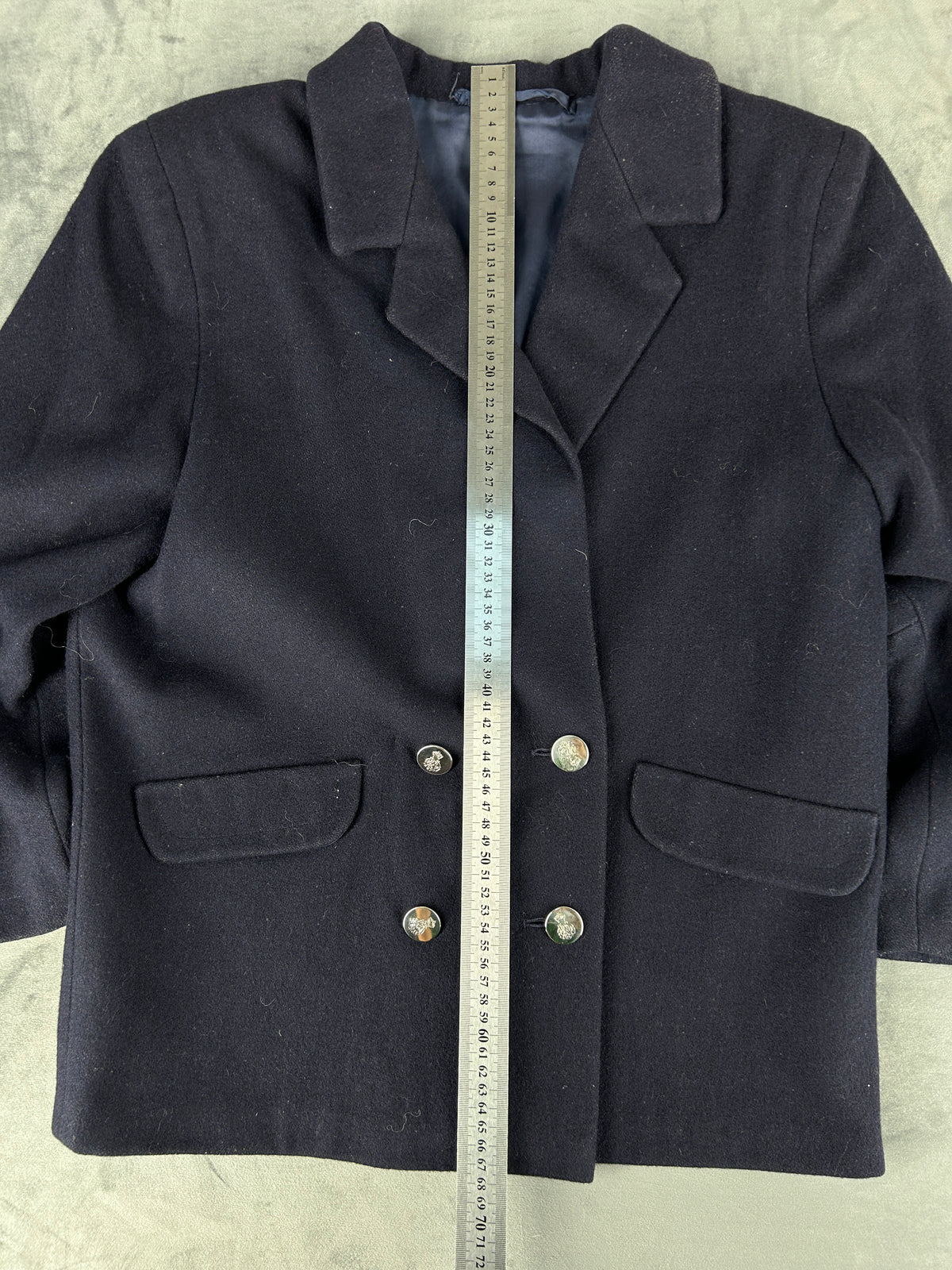 Blazer doppiopetto blu navy in lana vintage – Donna Taglia L