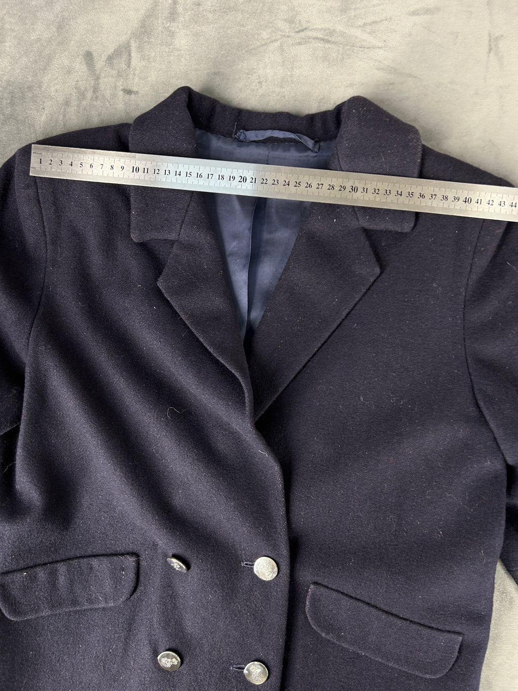 Blazer doppiopetto blu navy in lana vintage – Donna Taglia L