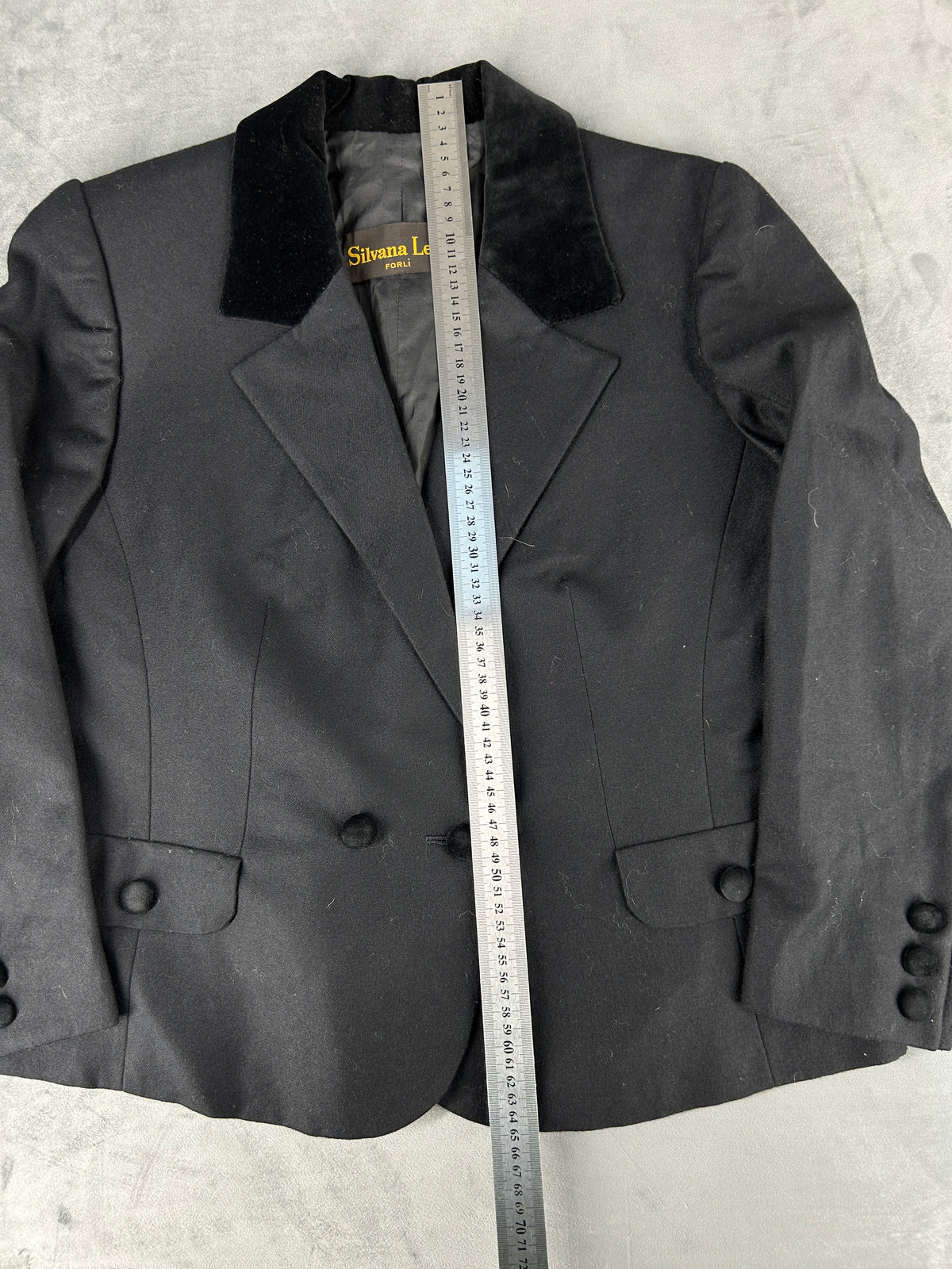Blazer nero in lana con collo in velluto Silvana Lelli vintage – Donna Taglia M