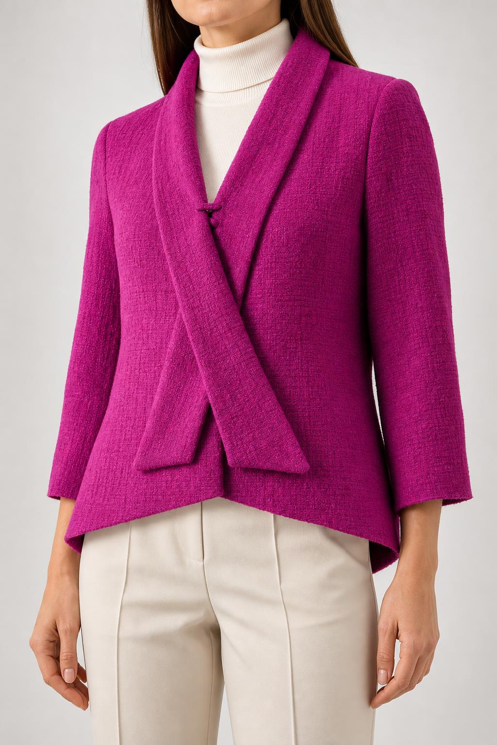 Giacca fucsia in tweed a portafoglio vintage – Donna Taglia M