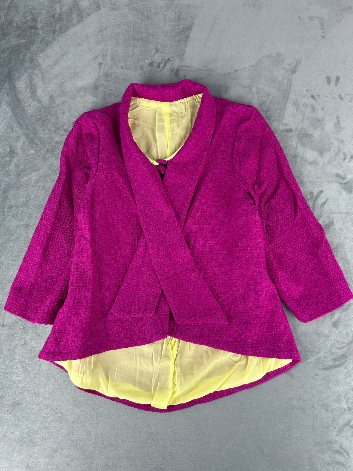 Giacca fucsia in tweed a portafoglio vintage – Donna Taglia M