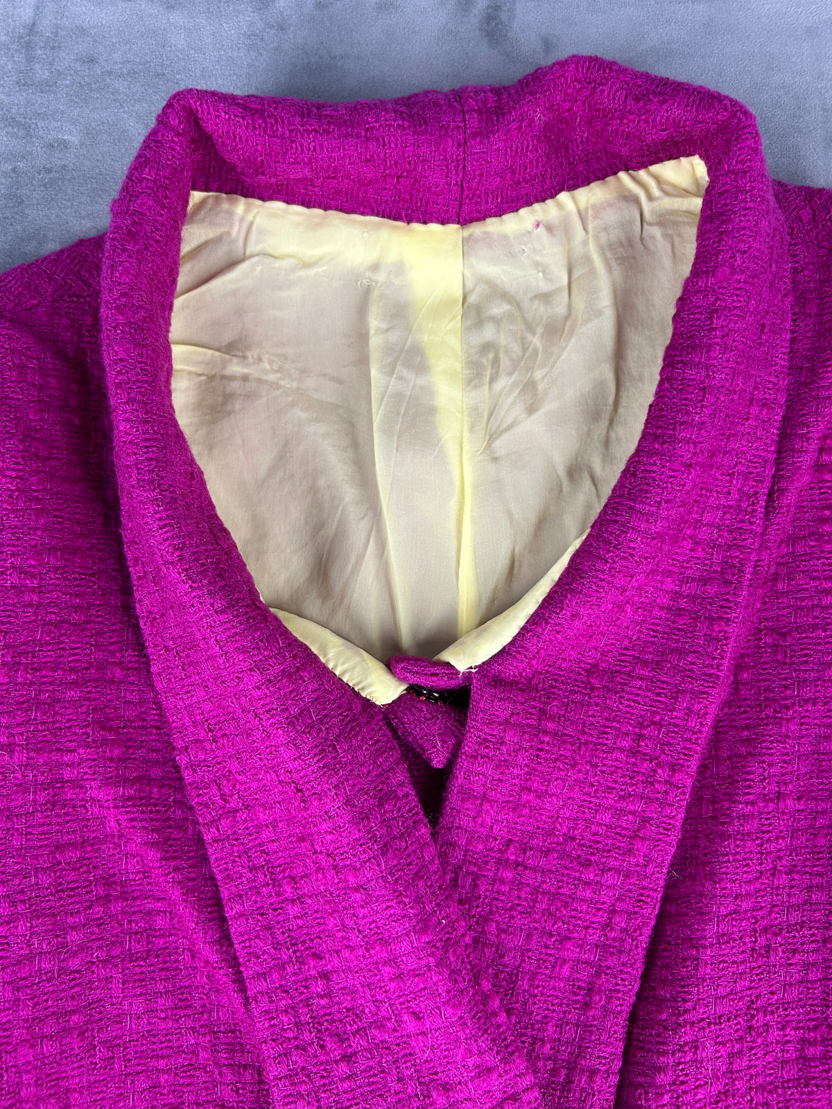 Giacca fucsia in tweed a portafoglio vintage – Donna Taglia M