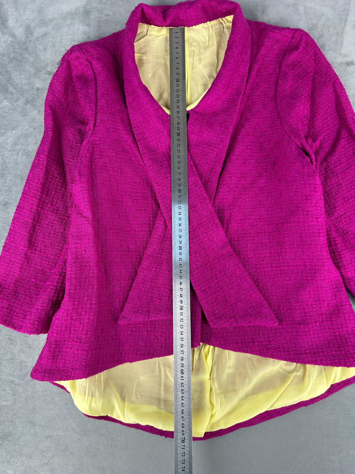 Giacca fucsia in tweed a portafoglio vintage – Donna Taglia M