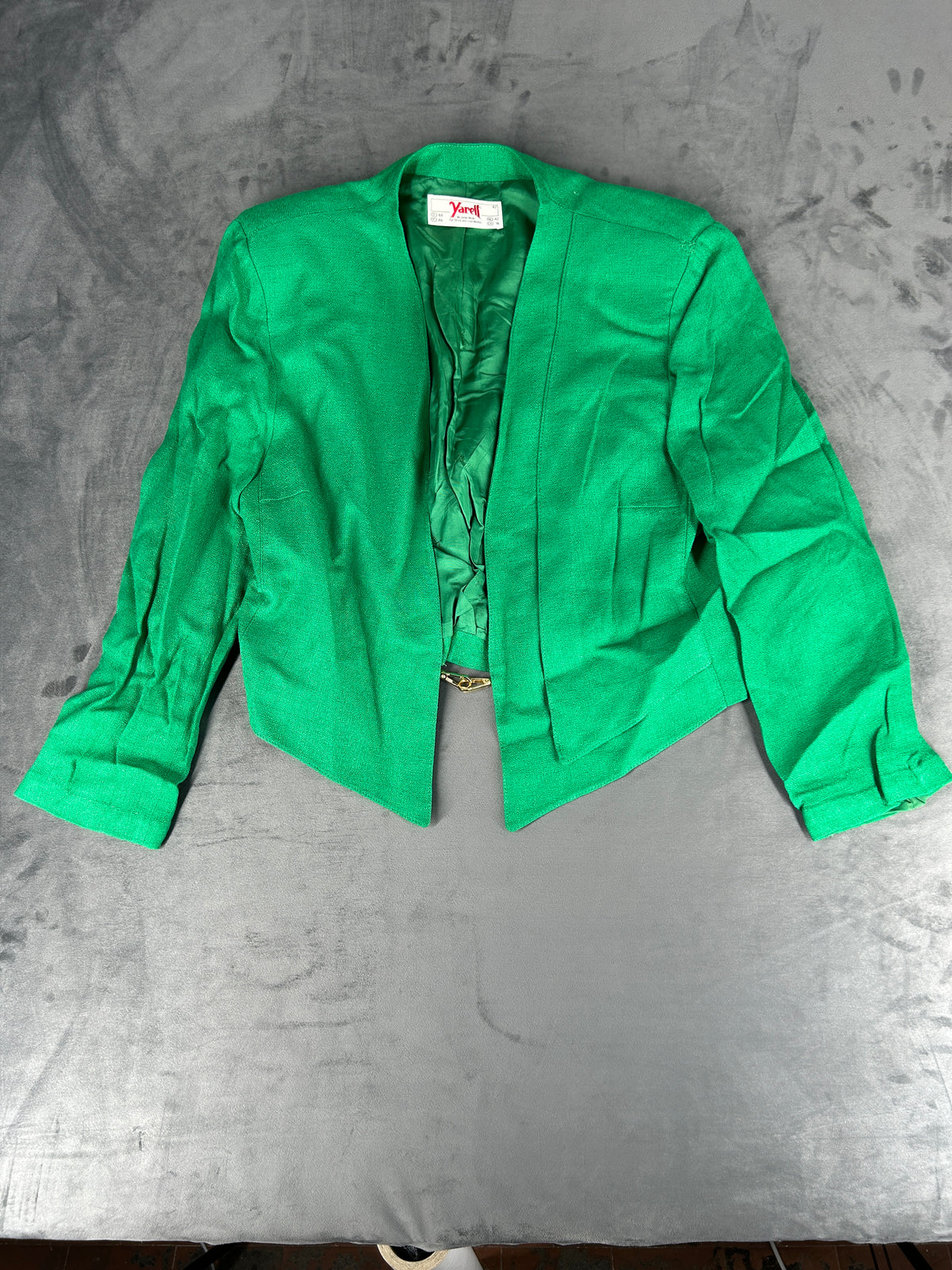 Giacca corta verde smeraldo in lino Yarell vintage – Donna Taglia M