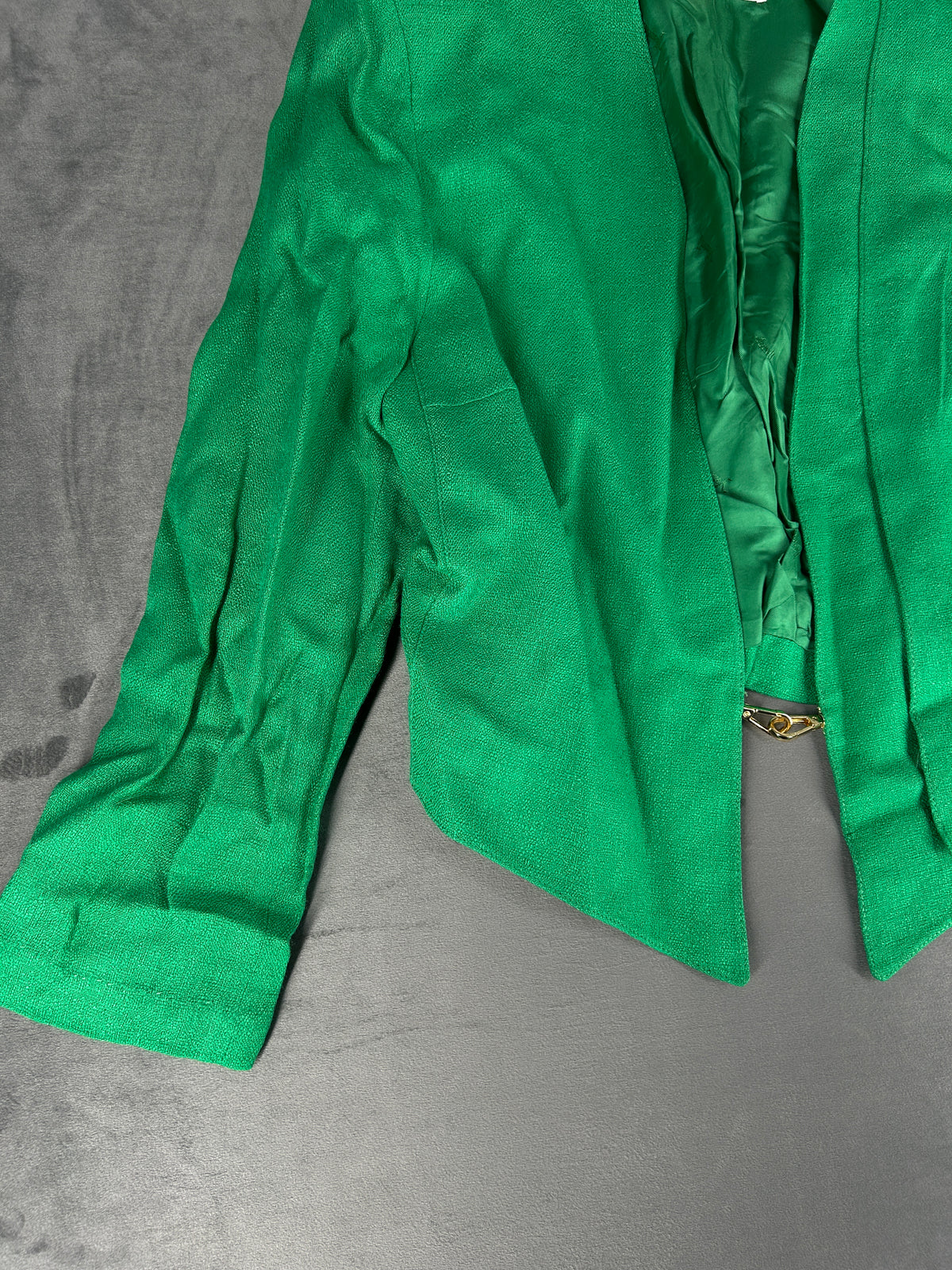 Giacca corta verde smeraldo in lino Yarell vintage – Donna Taglia M