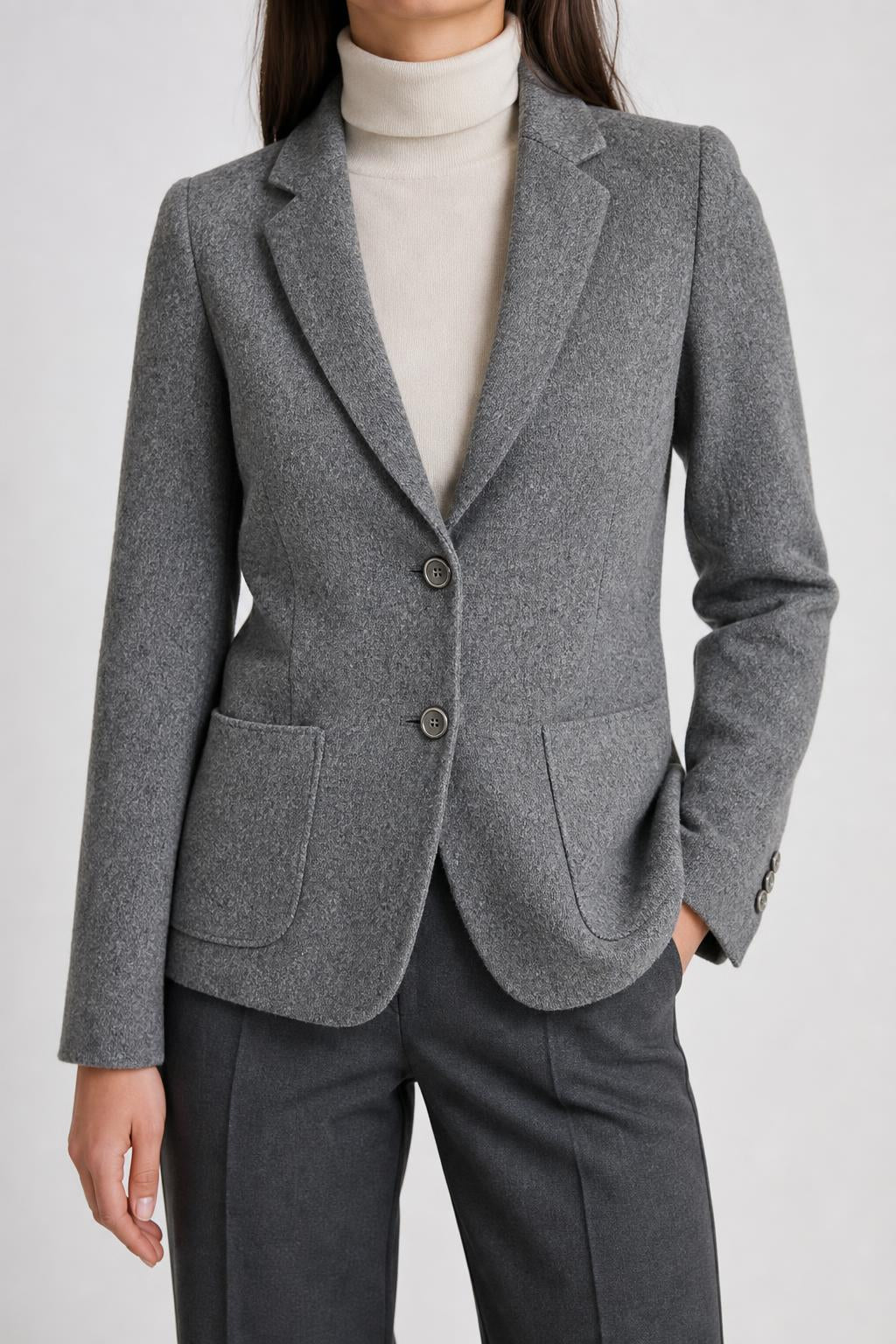Blazer grigio in lana vintage – Donna Taglia M
