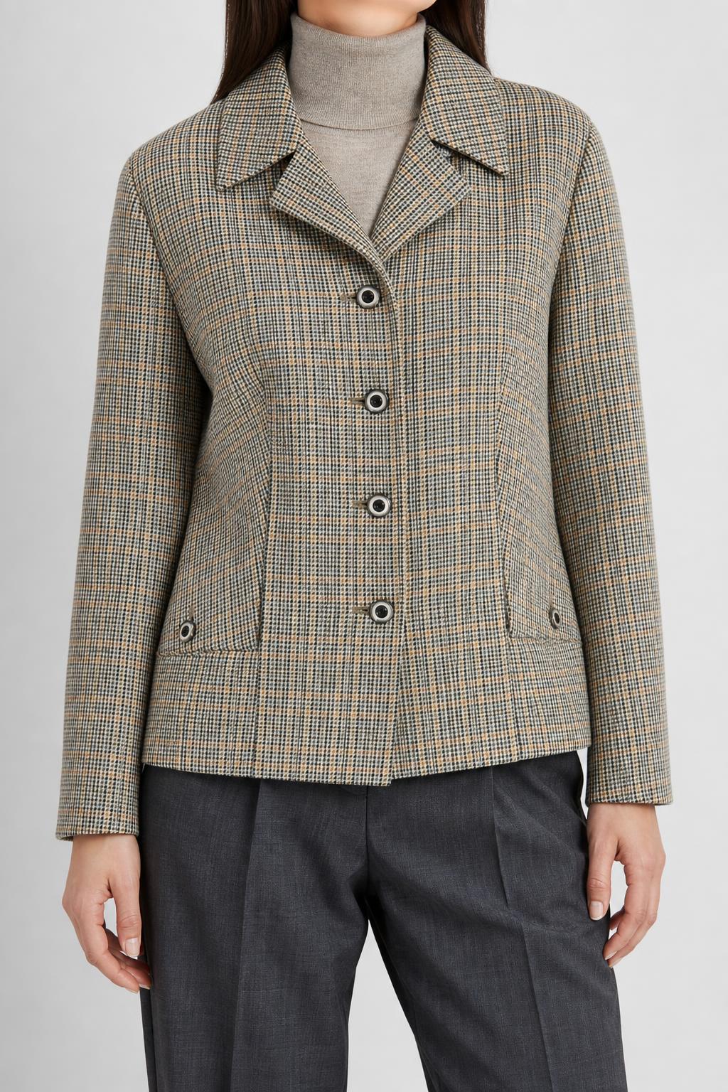 Blazer in pura lana pied de poule beige Wormser vintage – Donna Taglia L