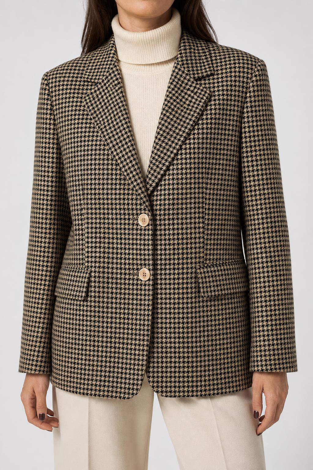Blazer in lana pied de poule marrone Alberta vintage – Donna Taglia L