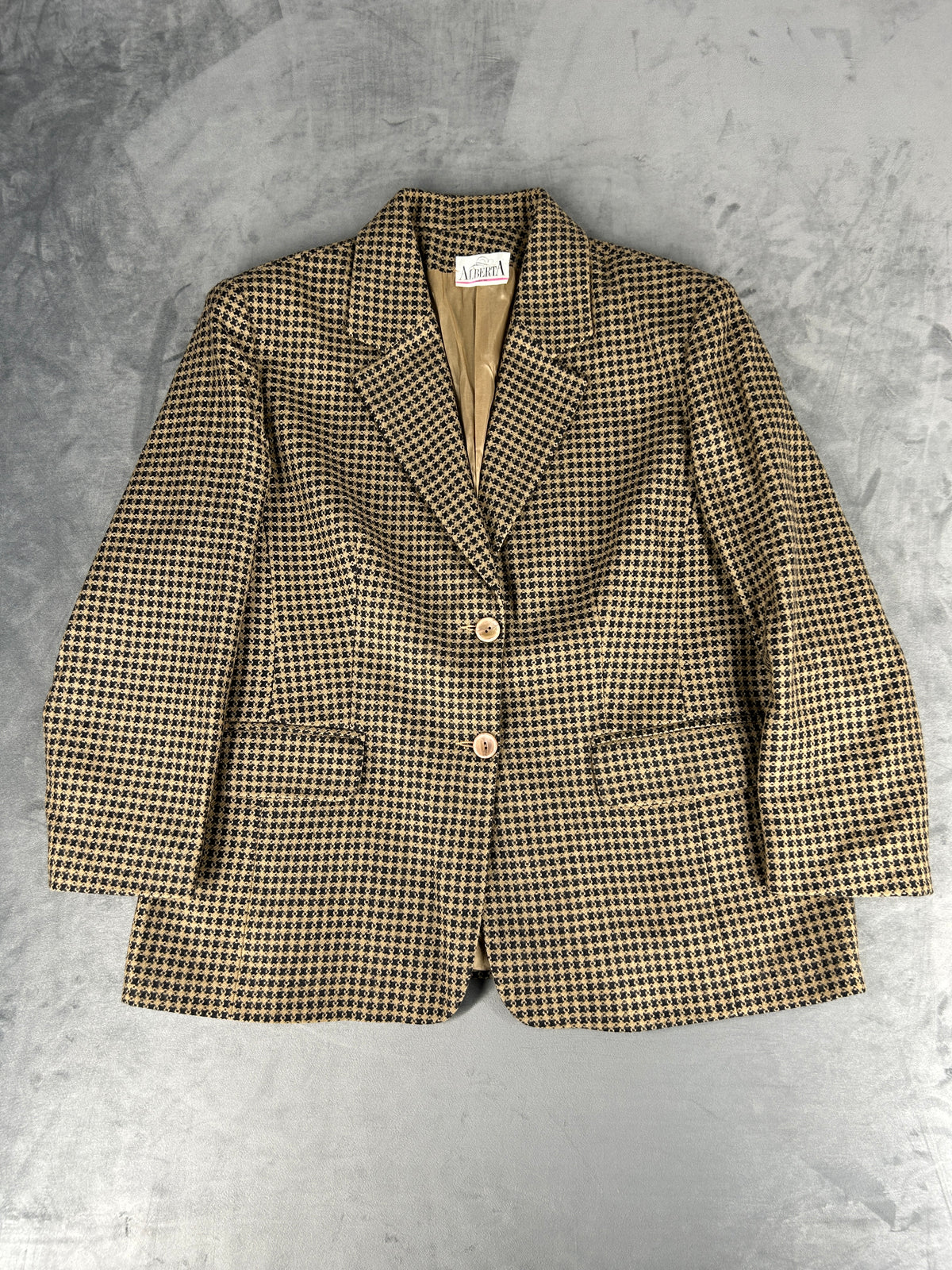 Blazer in lana pied de poule marrone Alberta vintage – Donna Taglia L
