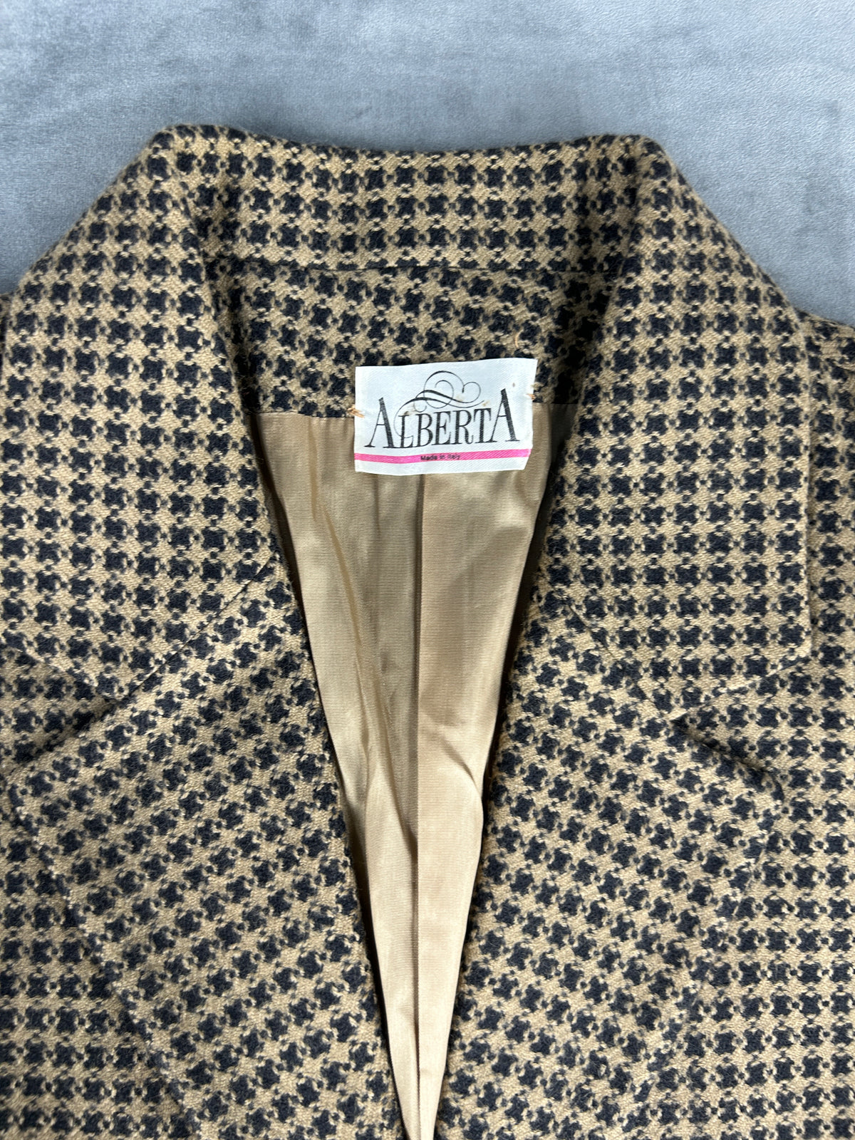 Blazer in lana pied de poule marrone Alberta vintage – Donna Taglia L