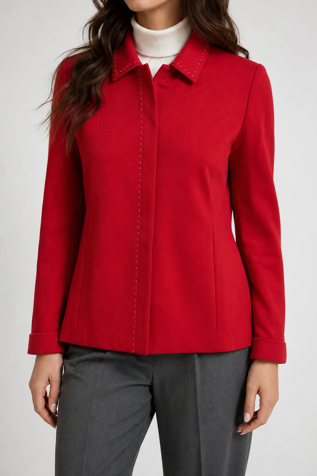 Giacca rossa con collo ricamato Anna Castellaro vintage – Donna Taglia L
