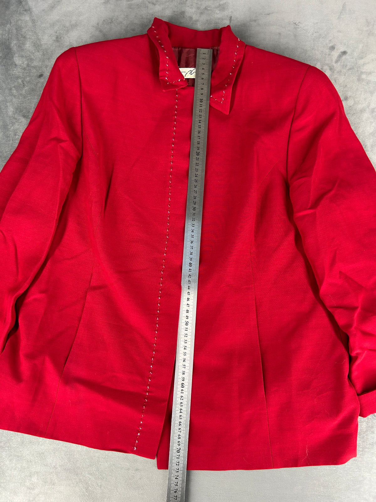 Giacca rossa con collo ricamato Anna Castellaro vintage – Donna Taglia L