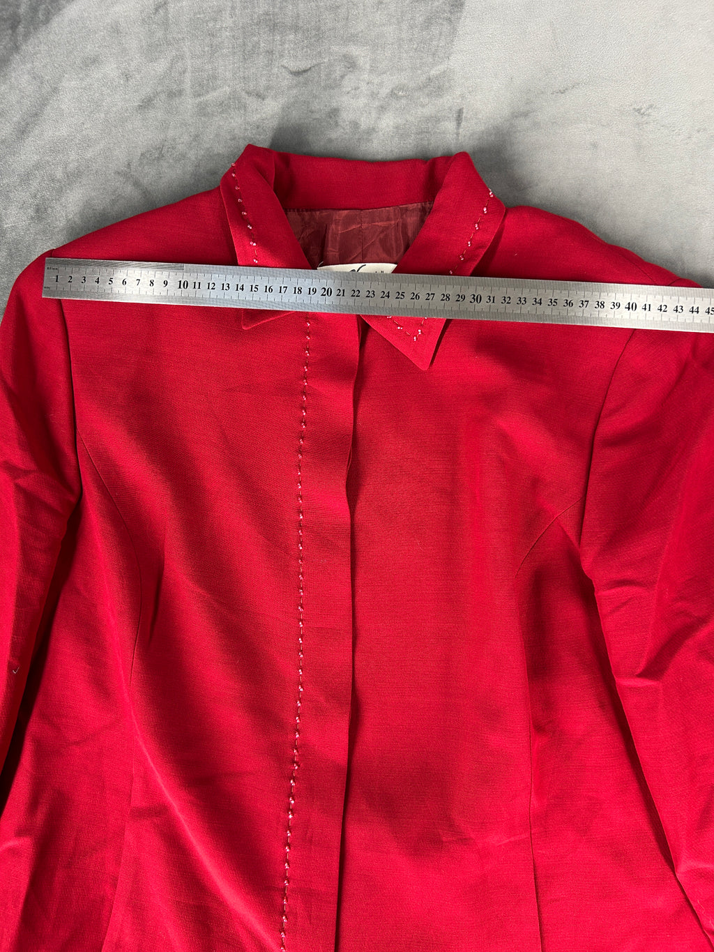 Giacca rossa con collo ricamato Anna Castellaro vintage – Donna Taglia L