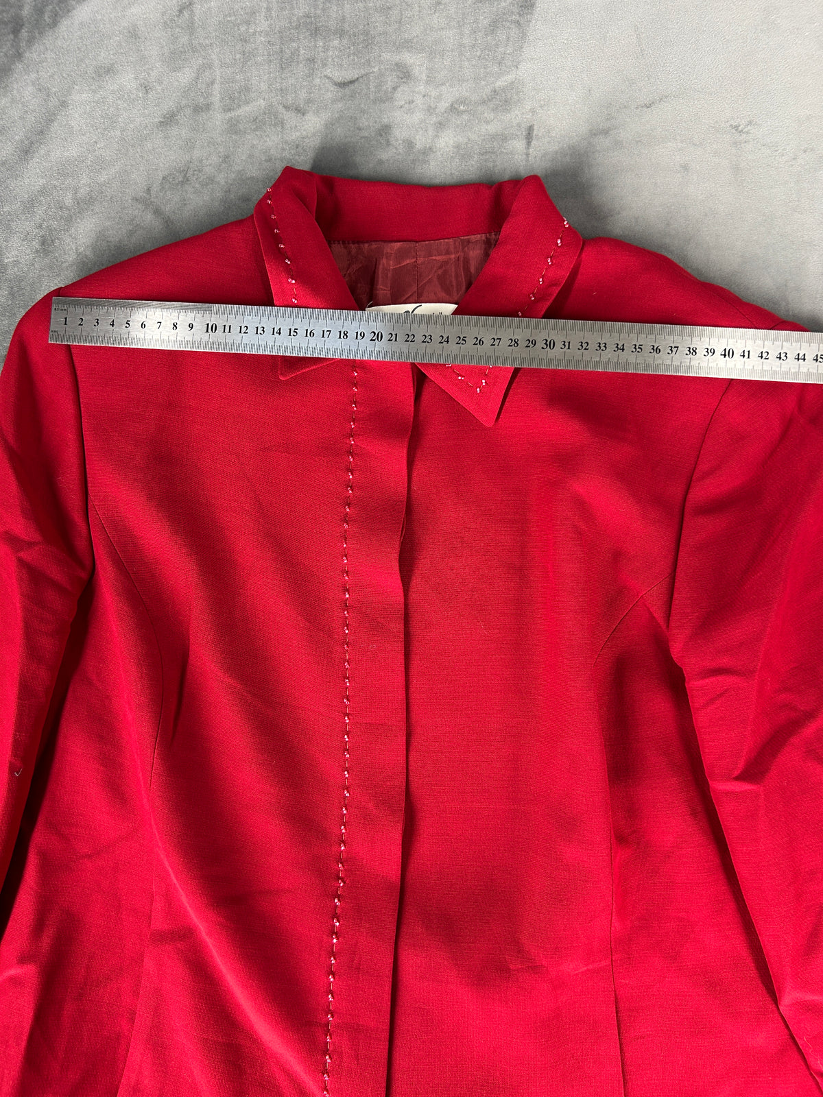 Giacca rossa con collo ricamato Anna Castellaro vintage – Donna Taglia L