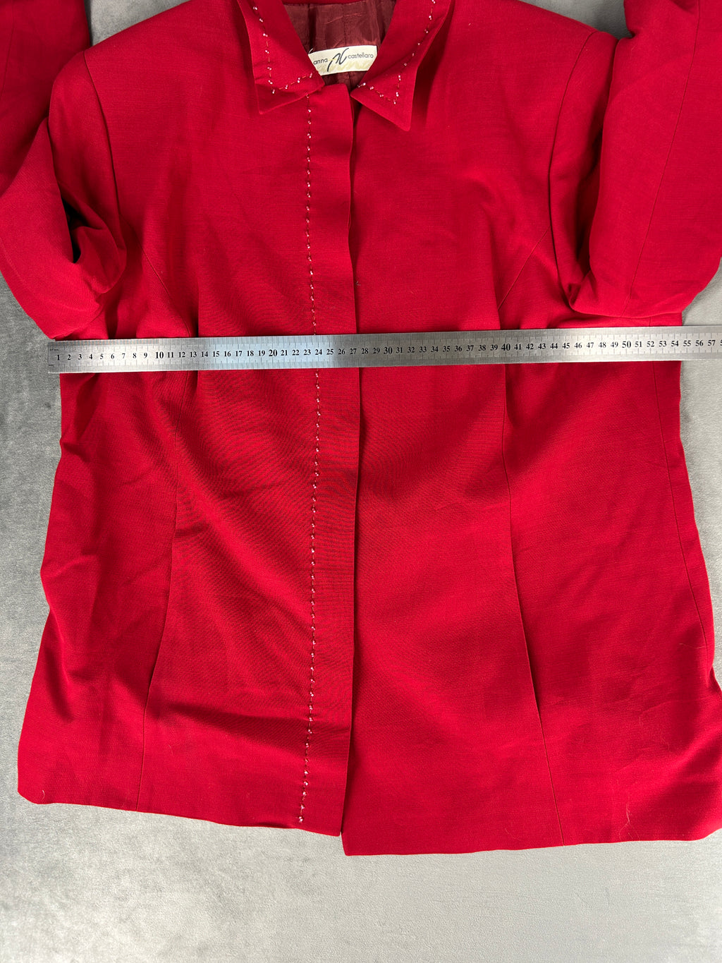 Giacca rossa con collo ricamato Anna Castellaro vintage – Donna Taglia L