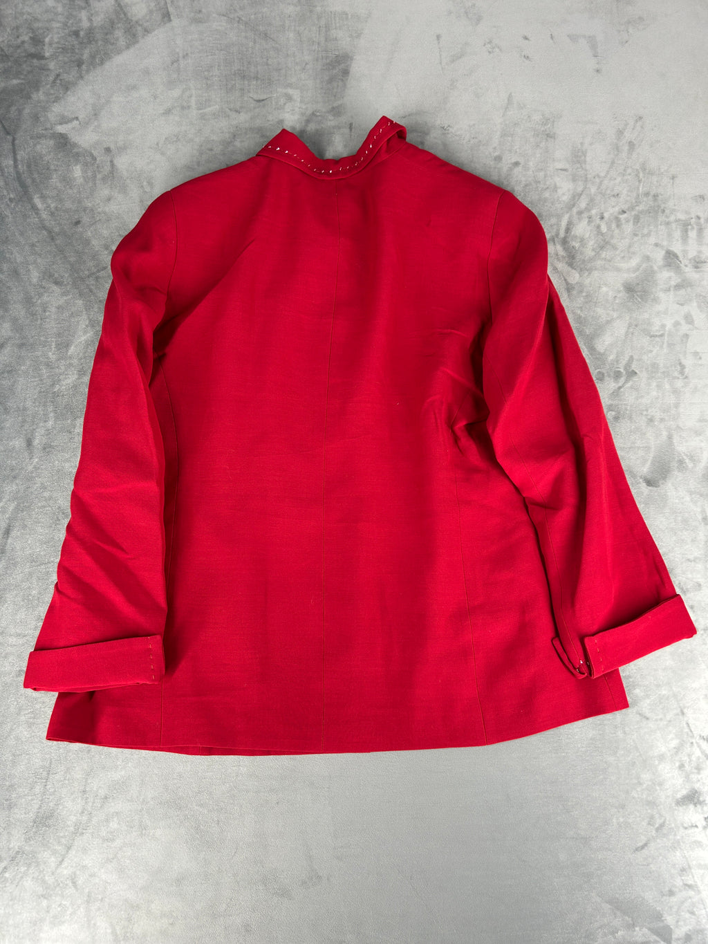 Giacca rossa con collo ricamato Anna Castellaro vintage – Donna Taglia L