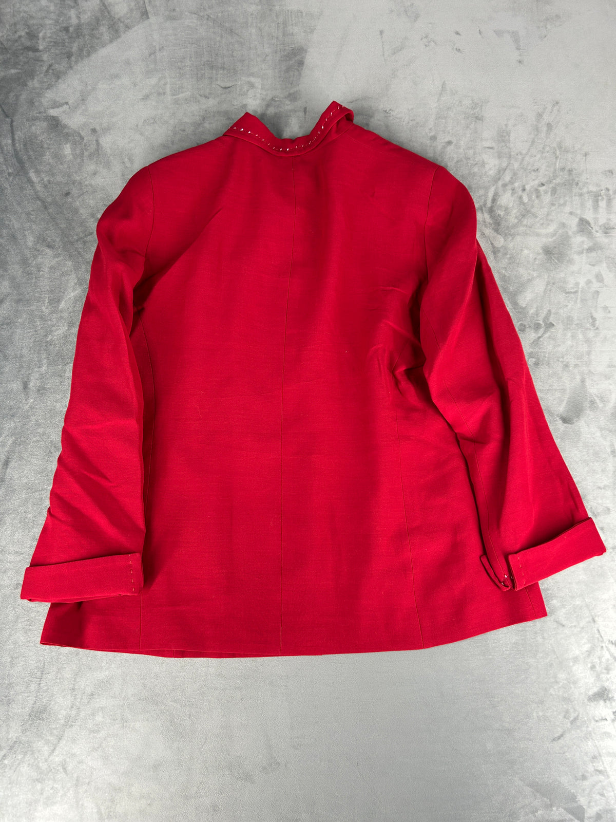 Giacca rossa con collo ricamato Anna Castellaro vintage – Donna Taglia L