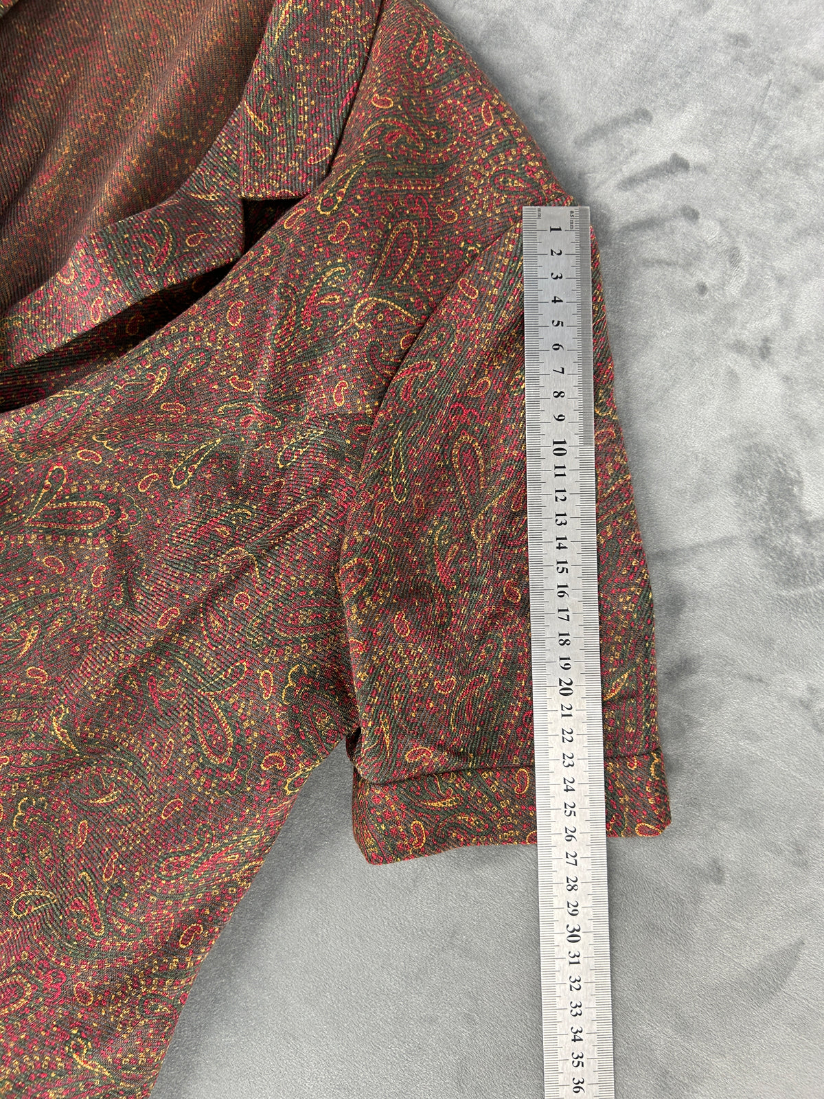 Camicia a maniche corte marrone paisley vintage – Donna Taglia M