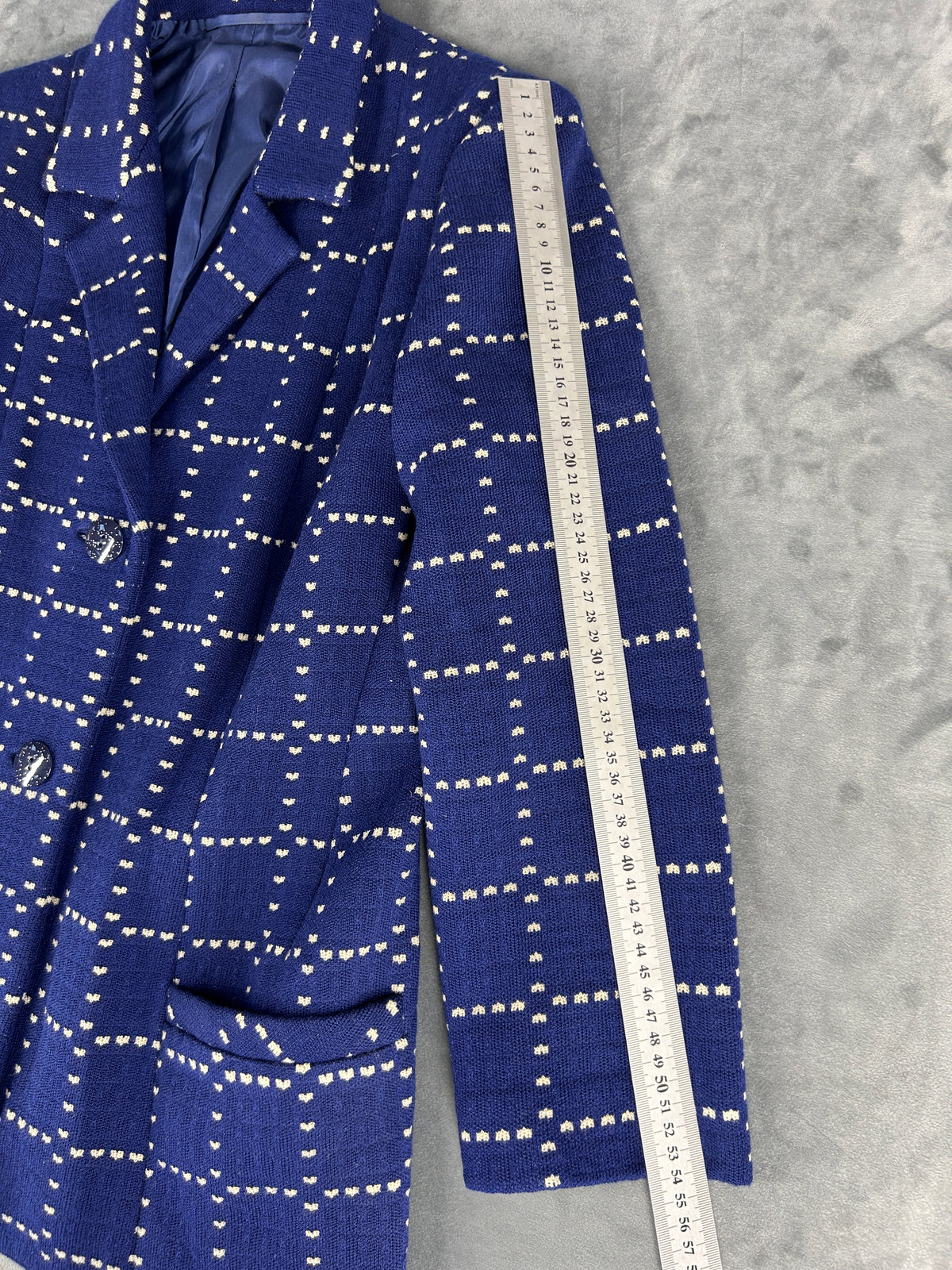 Blazer blu navy a quadri vintage – Donna Taglia M