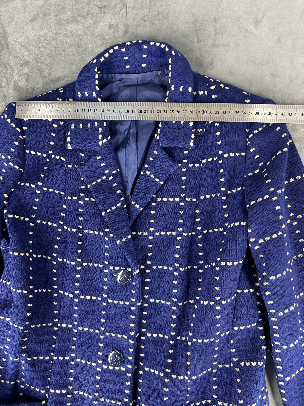 Blazer blu navy a quadri vintage – Donna Taglia M