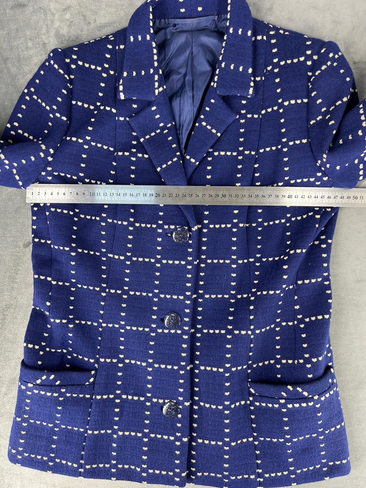 Blazer blu navy a quadri vintage – Donna Taglia M