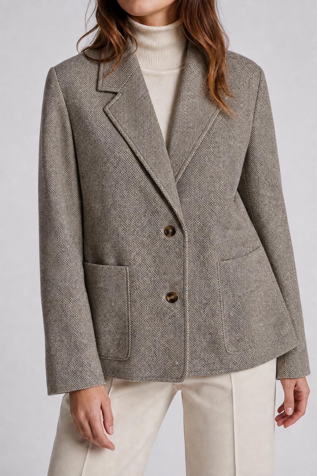Blazer in lana tweed marrone vintage – Donna Taglia L