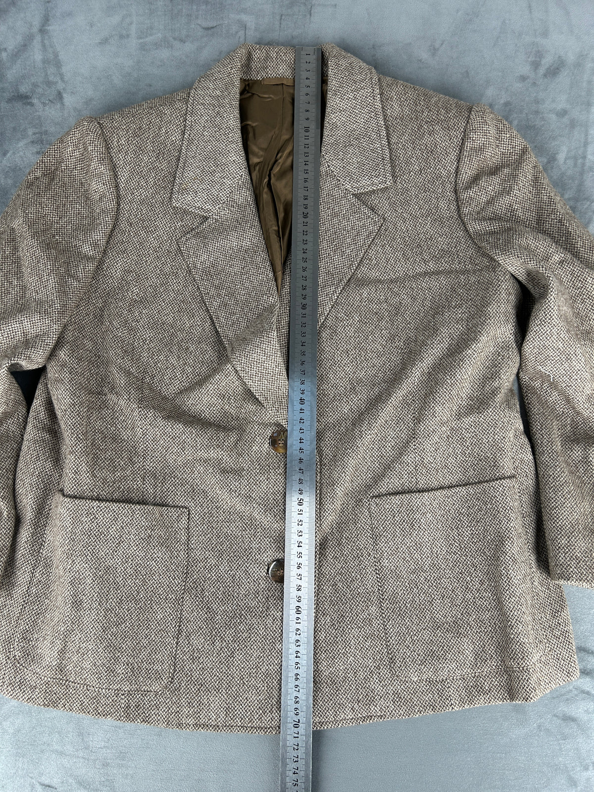 Blazer in lana tweed marrone vintage – Donna Taglia L