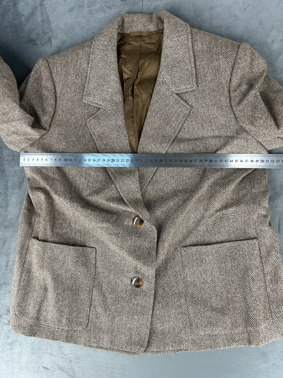 Blazer in lana tweed marrone vintage – Donna Taglia L