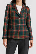 Blazer in lana tartan verde e rosso vintage – Donna Taglia L