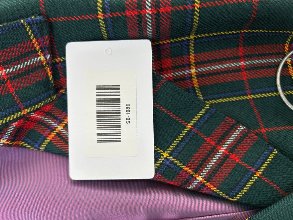 Blazer in lana tartan verde e rosso vintage – Donna Taglia L