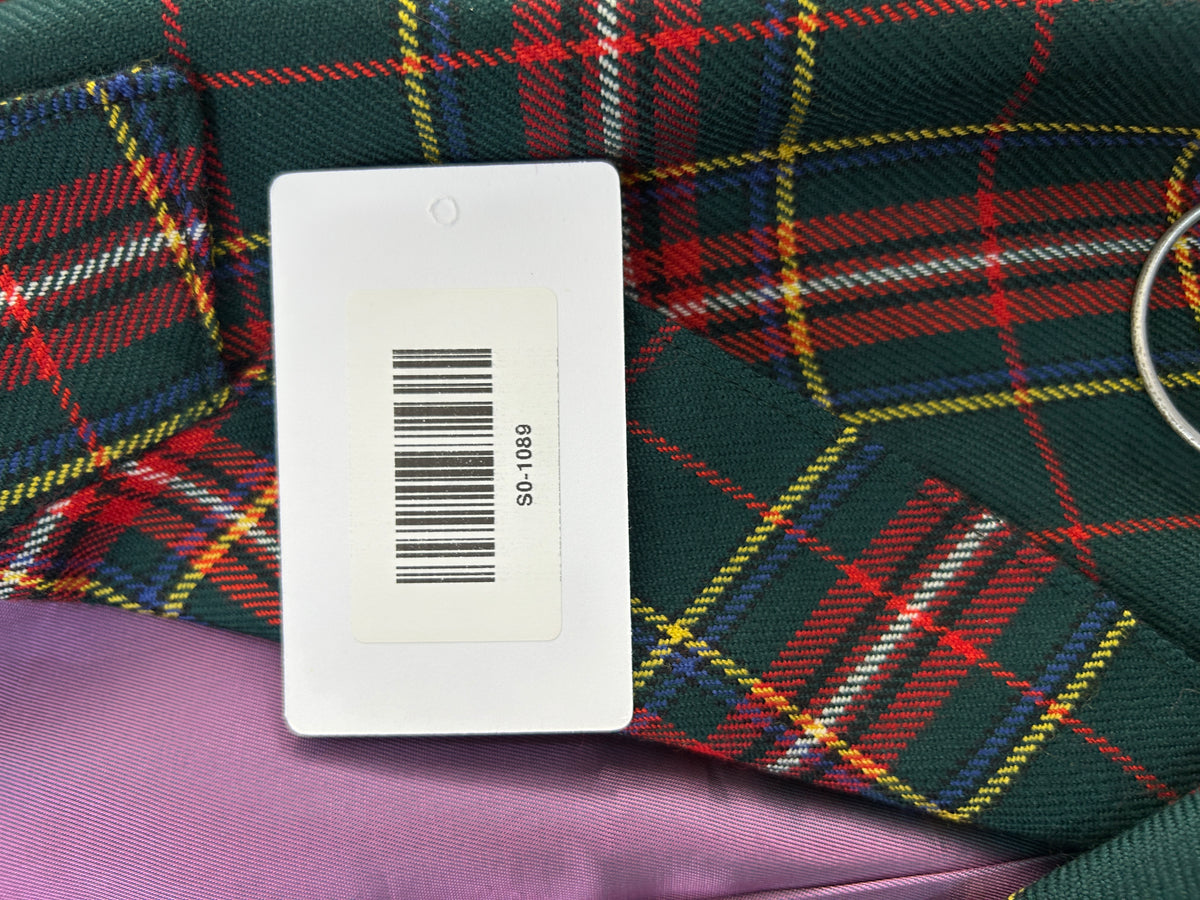 Blazer in lana tartan verde e rosso vintage – Donna Taglia L