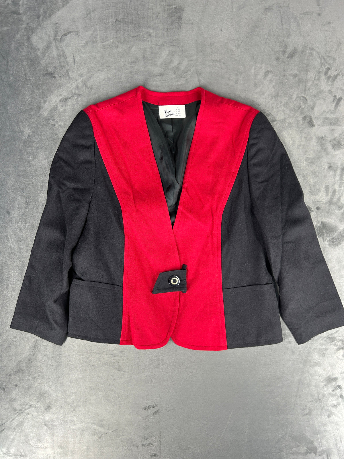 Giacca bicolore rosso e nero Nina Piacini vintage – Donna Taglia L (IT 44)