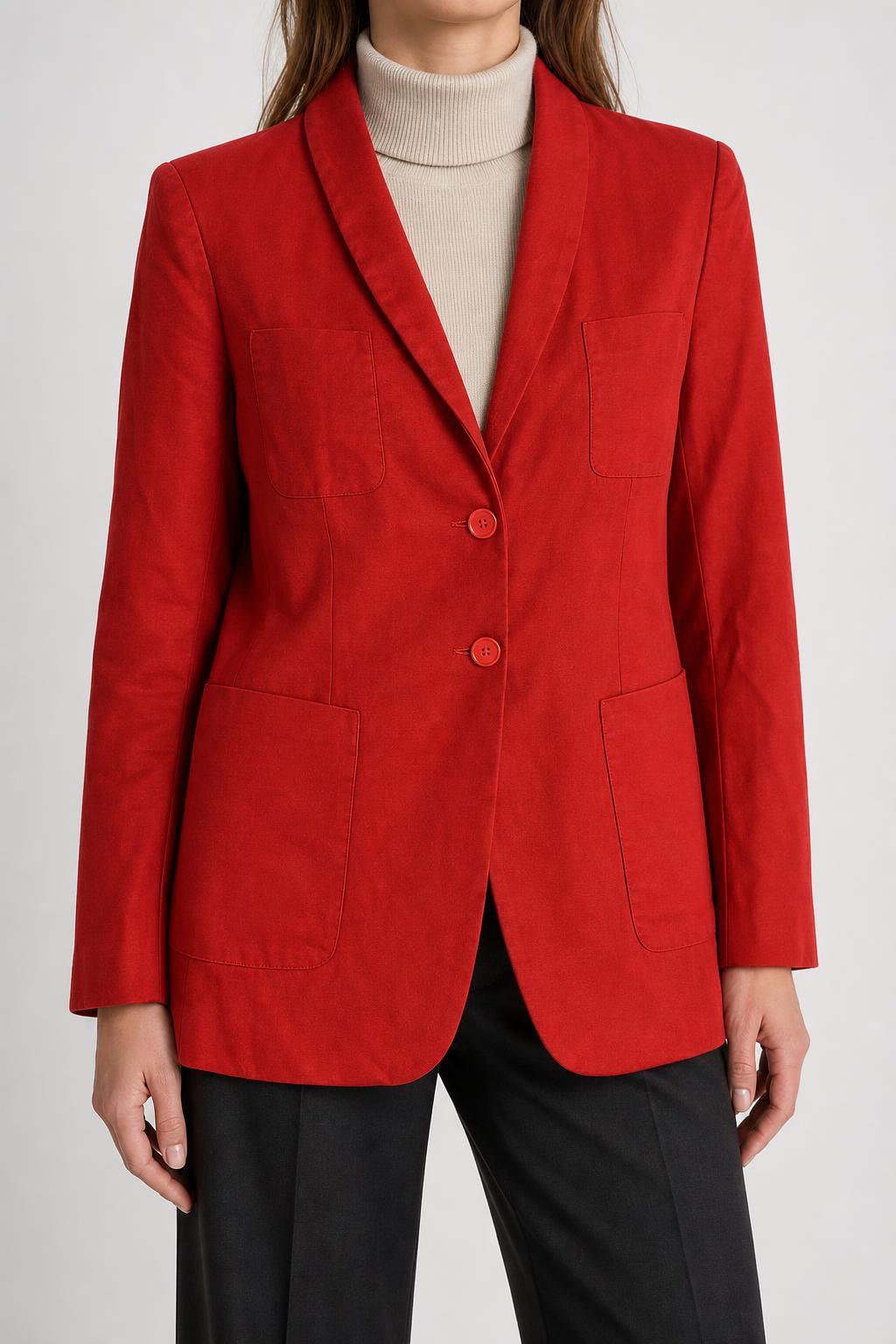 Blazer rosso in twill vintage – Donna Taglia L
