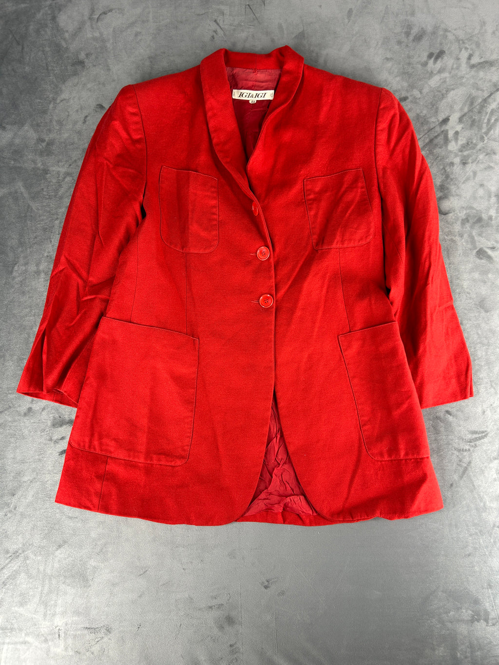Blazer rosso in twill vintage – Donna Taglia L