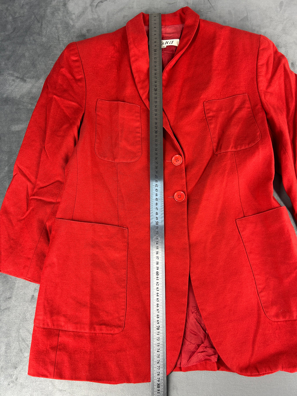 Blazer rosso in twill vintage – Donna Taglia L