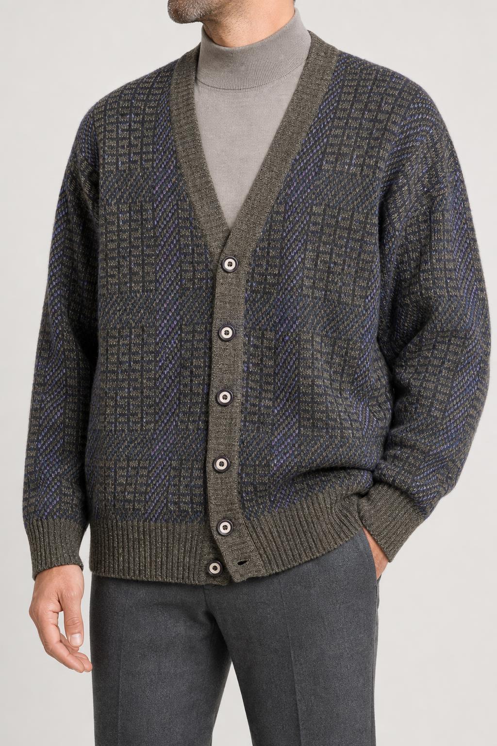 Cardigan in lana fantasia Rodrigo vintage – Uomo Taglia L (IT 50)