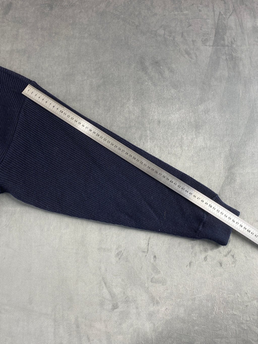 Cardigan in lana blu navy con ricamo Malagrida vintage – Uomo Taglia L