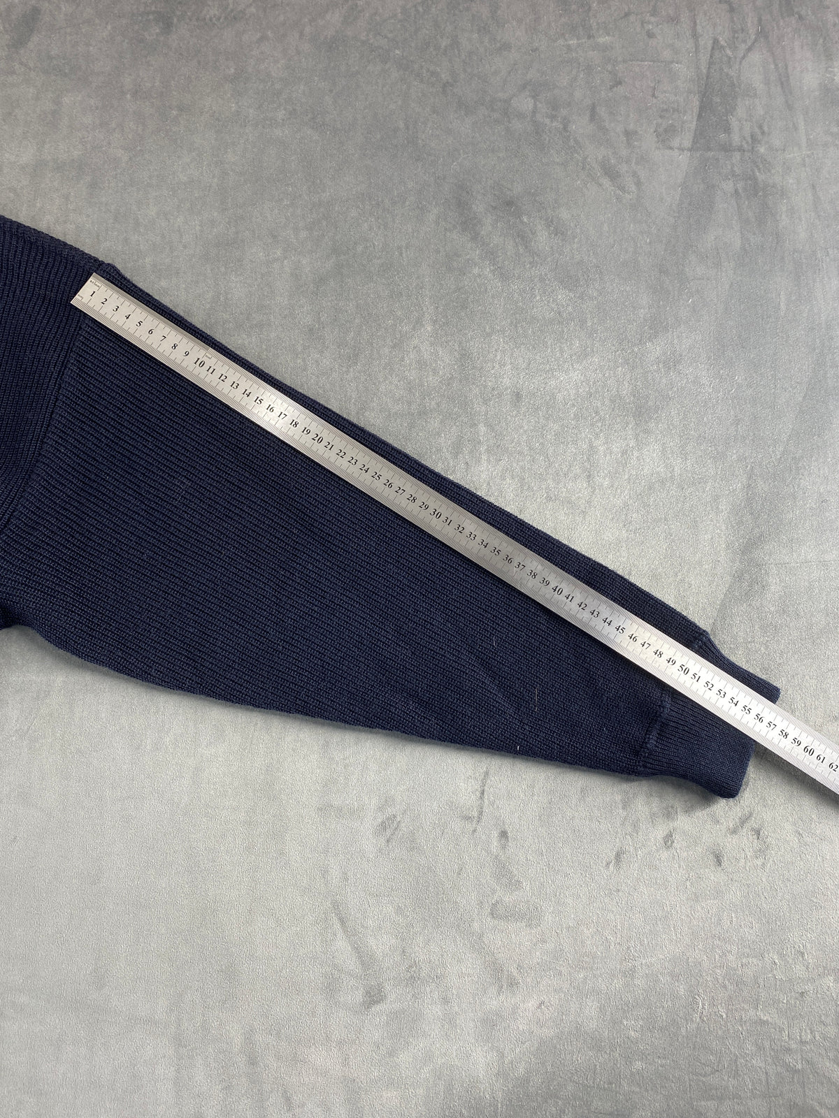 Cardigan in lana blu navy con ricamo Malagrida vintage – Uomo Taglia L