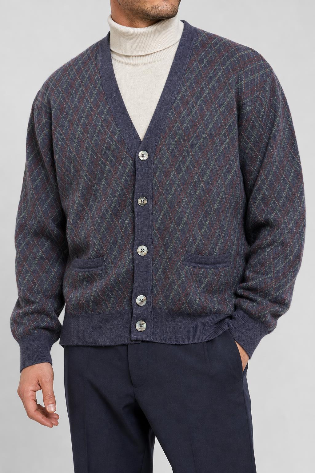 Cardigan in lana a rombi Maggi vintage – Uomo Taglia L