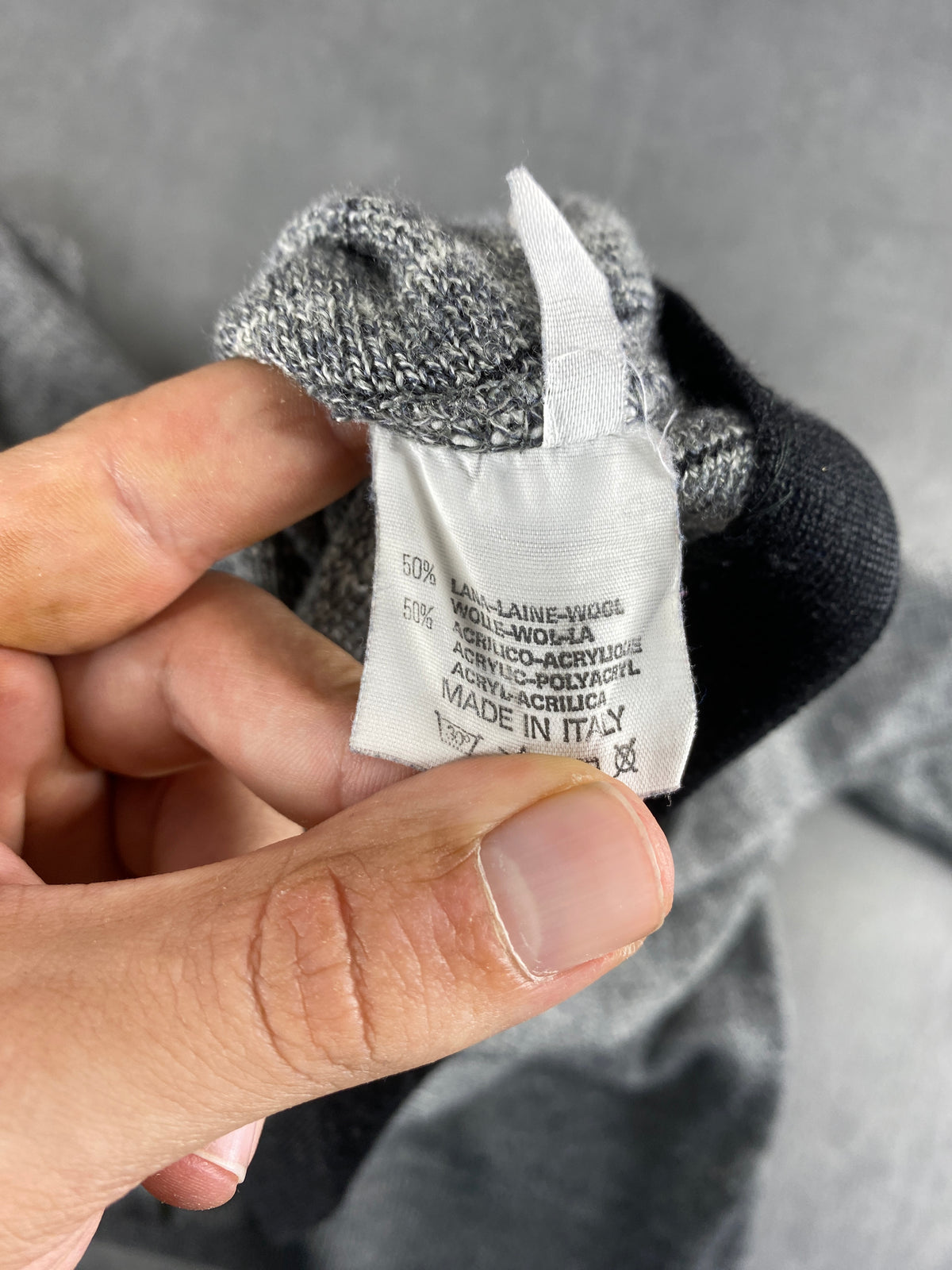 Cardigan in lana grigio con ricamo equestre vintage – Uomo Taglia L