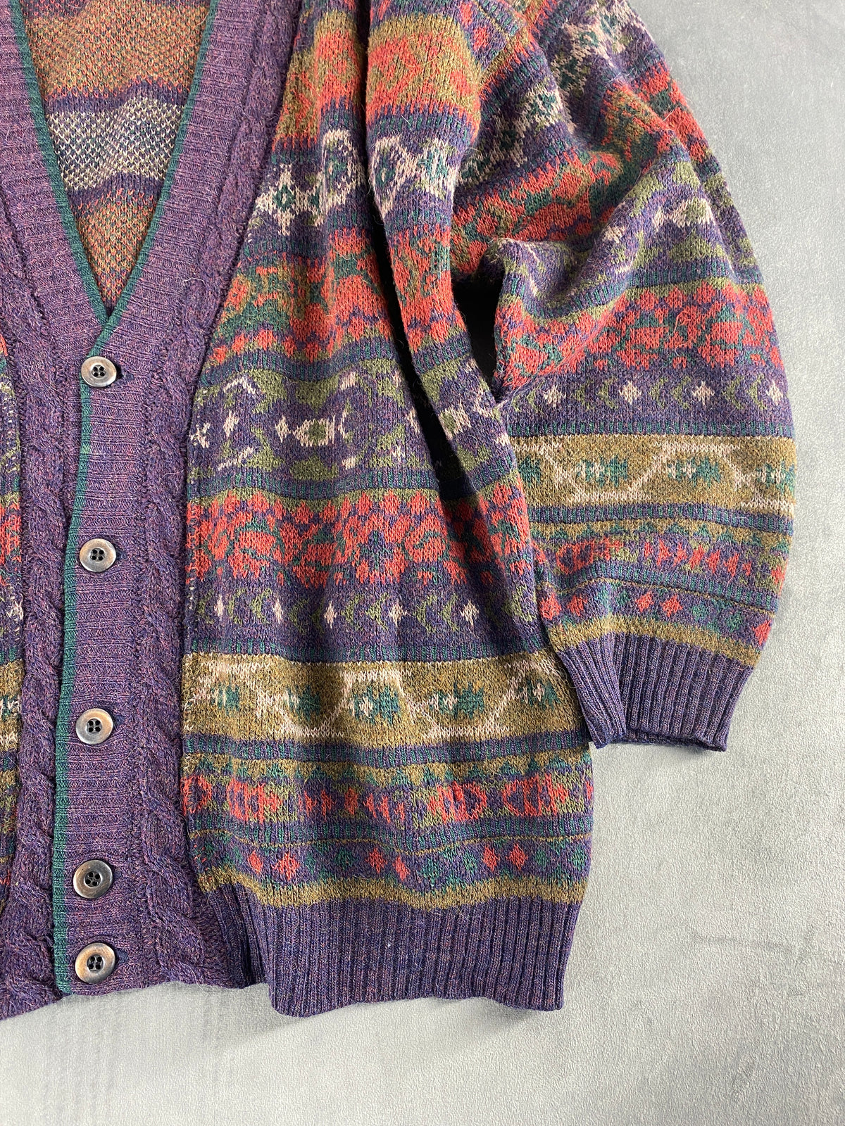 Cardigan in lana e alpaca a fantasia nordica vintage – Uomo Taglia L