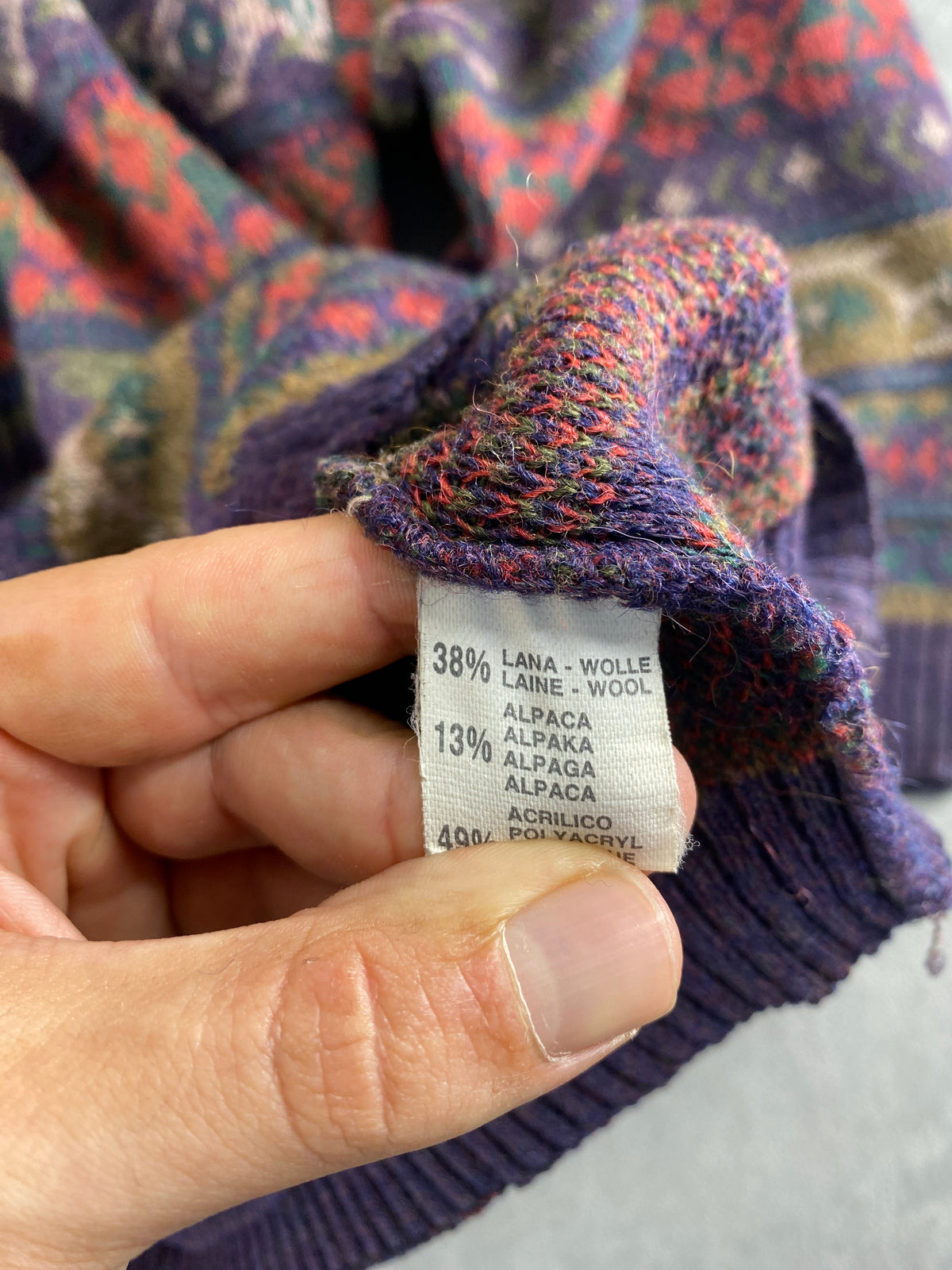 Cardigan in lana e alpaca a fantasia nordica vintage – Uomo Taglia L