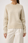 Maglione girocollo lana Shetland panna vintage – Donna Taglia XL