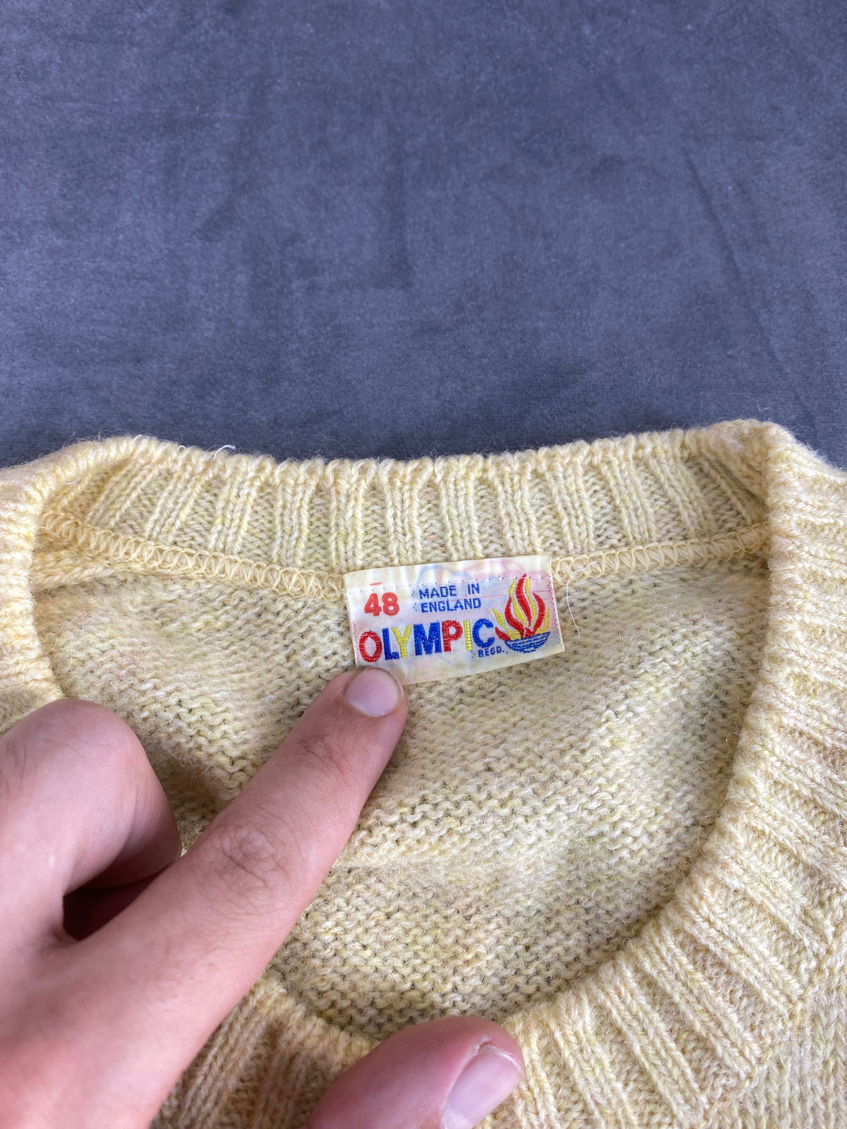 Maglione girocollo lana Shetland panna vintage – Donna Taglia XL