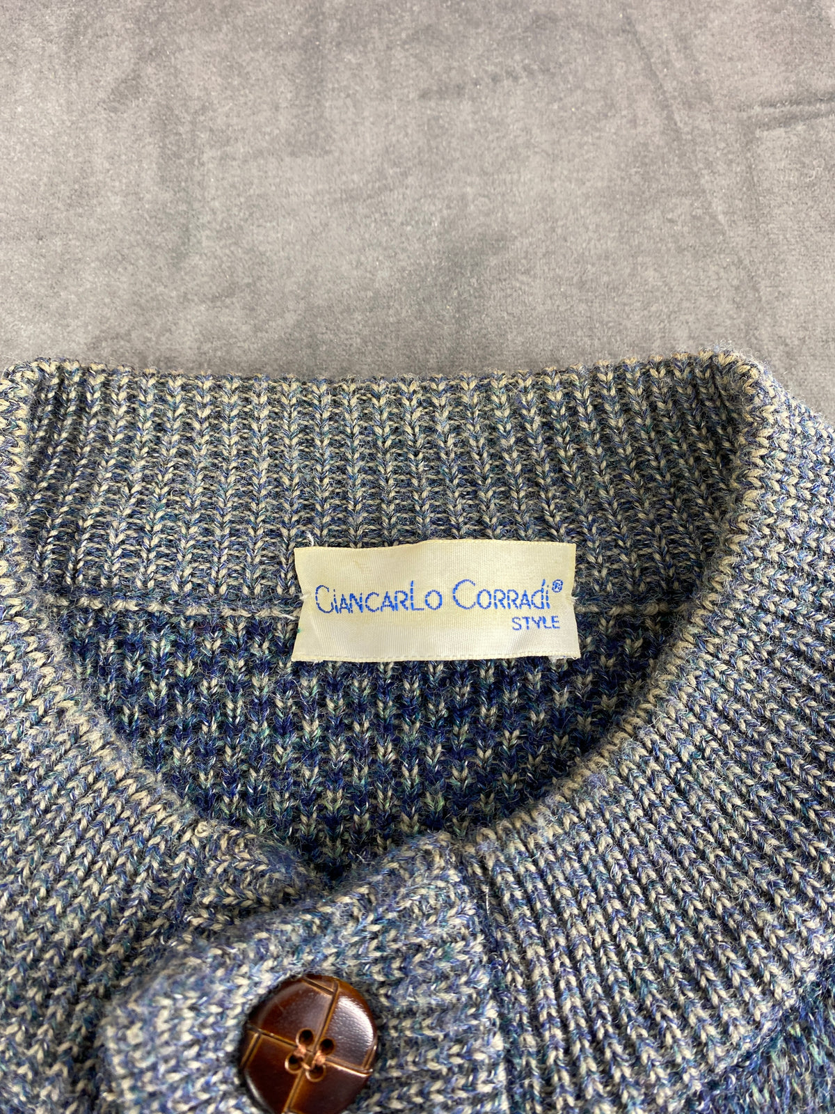 Cardigan in lana a fantasia geometrica Giancarlo Corragi vintage – Uomo Taglia XL (IT 54)