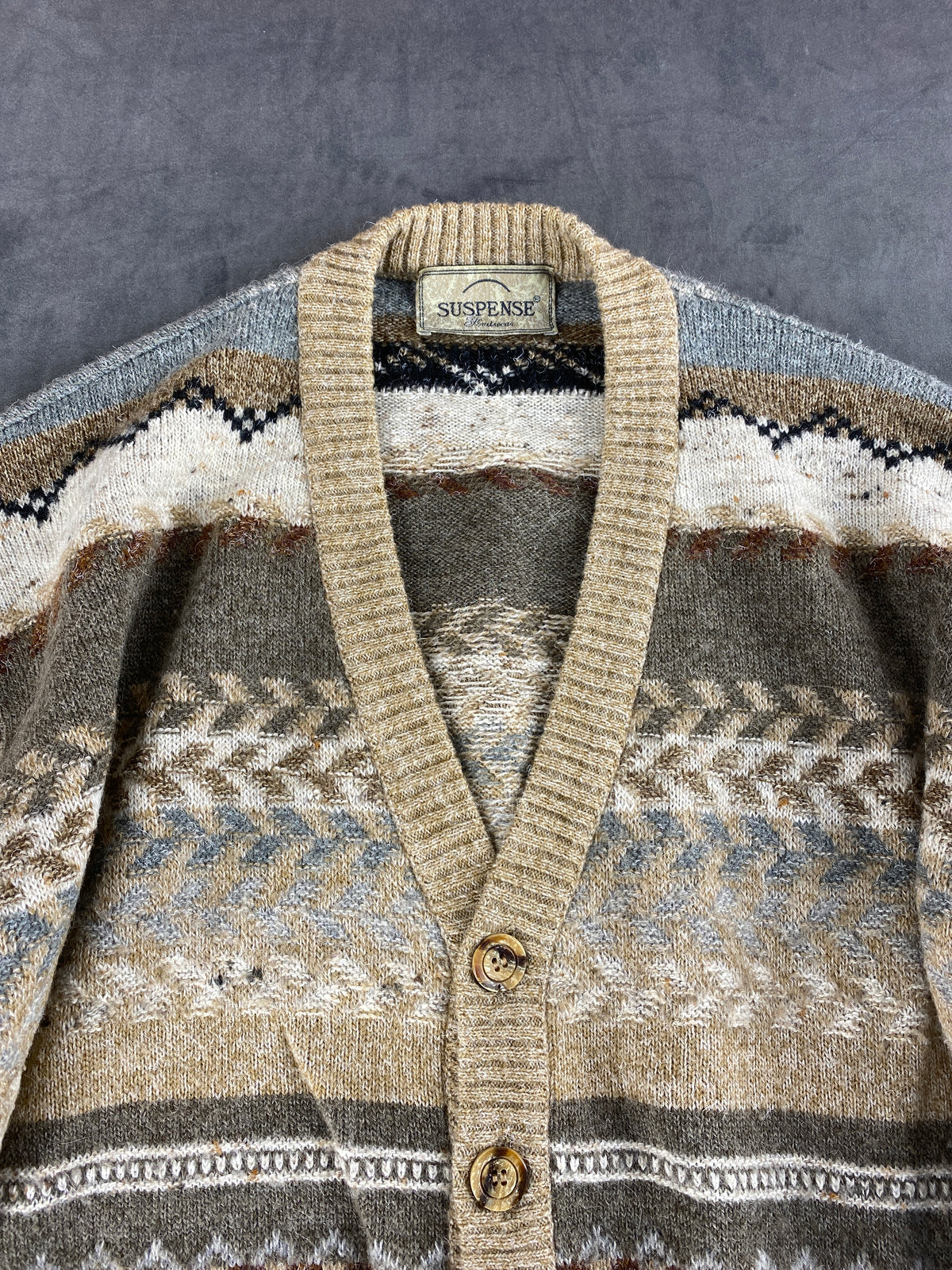 Cardigan in lana a fantasia nordica Suspense vintage – Uomo Taglia M (IT 48)