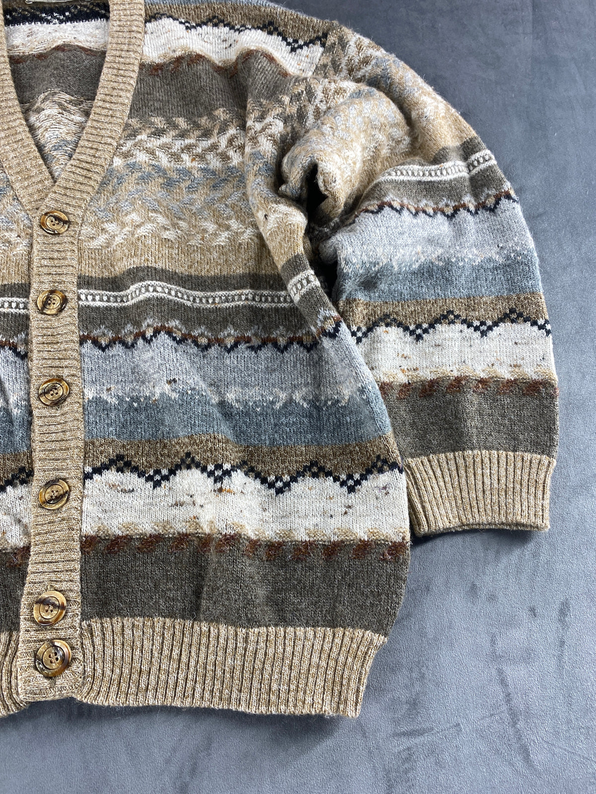 Cardigan in lana a fantasia nordica Suspense vintage – Uomo Taglia M (IT 48)