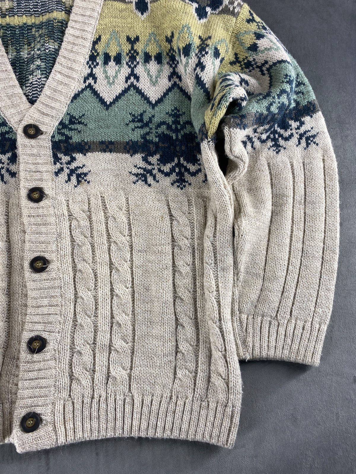Cardigan in maglia a fantasia nordica Luca G. vintage – Uomo Taglia L