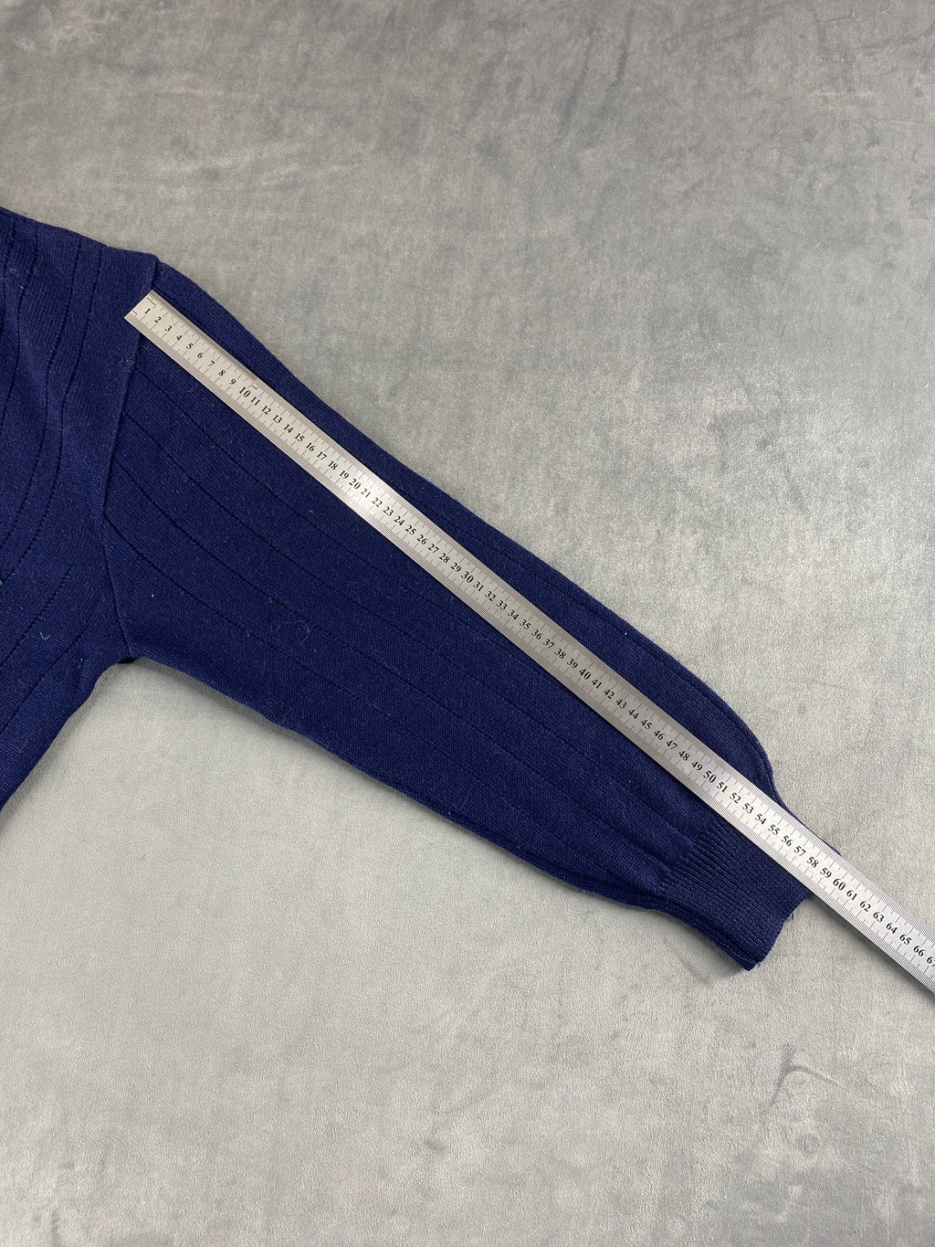 Cardigan in maglia blu navy con profilo verde vintage – Uomo Taglia L