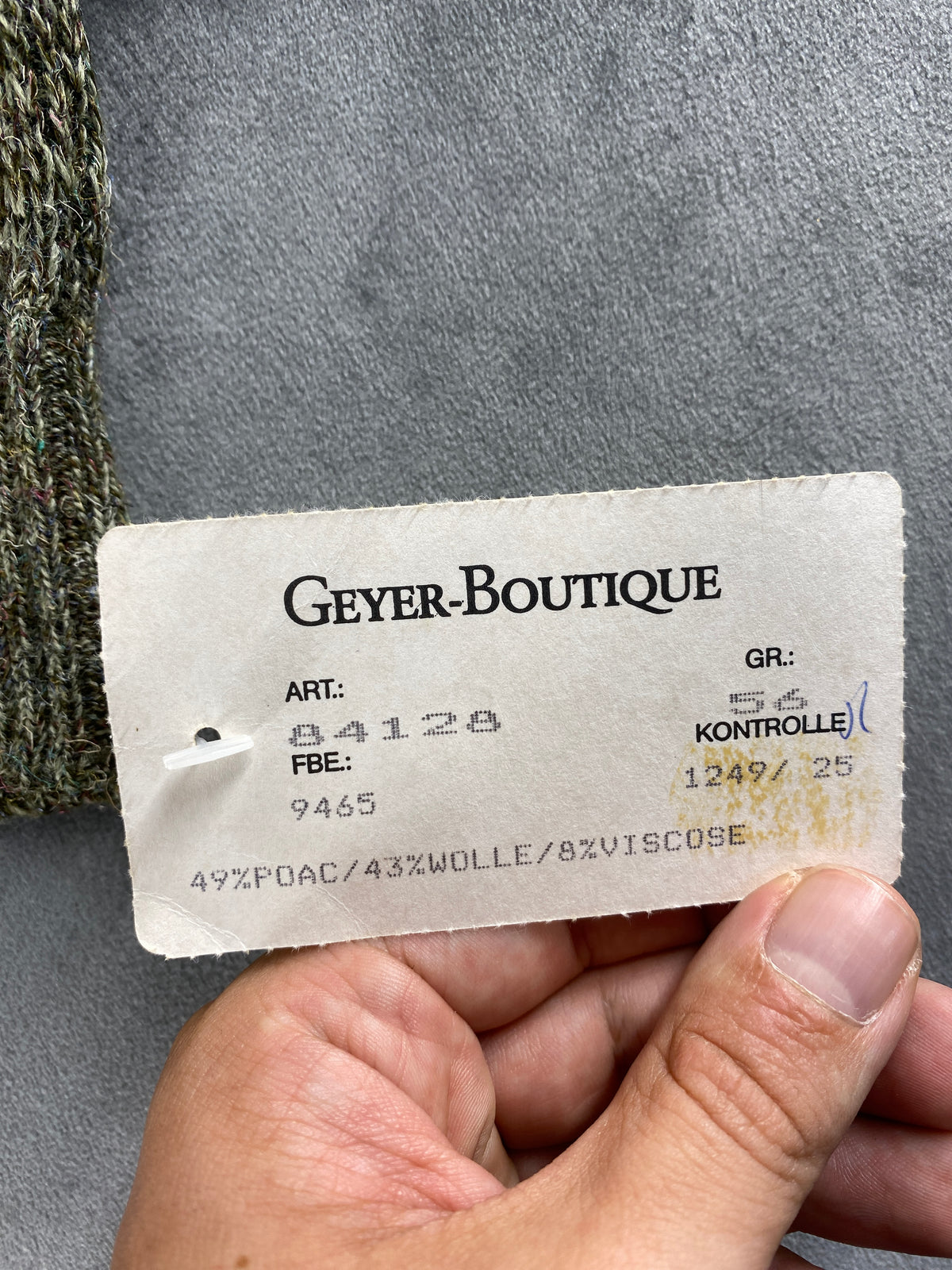Cardigan in lana verde a fantasia Geyer vintage – Uomo Taglia XXL (IT 56)